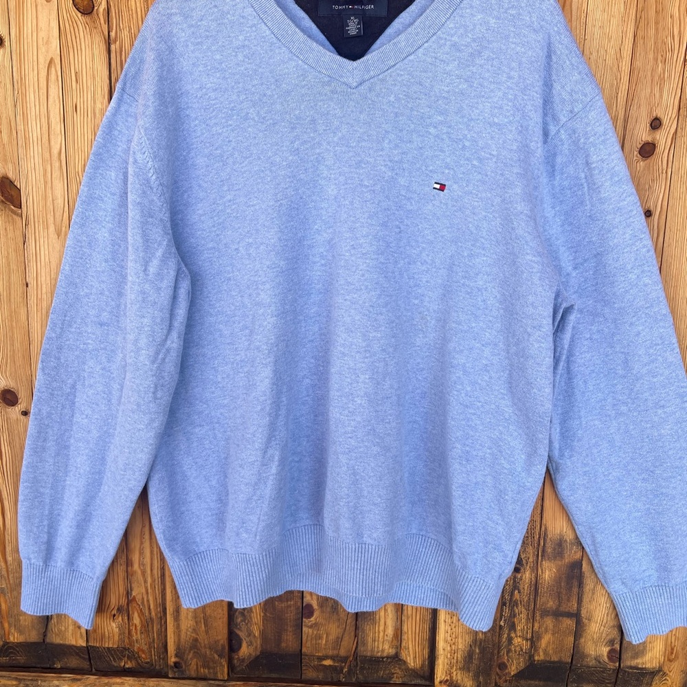 Tommy Hilfiger Blue V-Neck Sweater